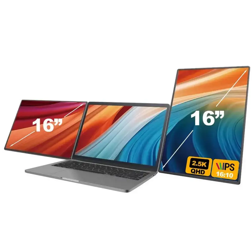 V2COM S7Pro 16″ Portable Monitor, 2K QHD IPS Display, 2560×1600, 100% sRGB, USB-C & Mini HDMI, Built-in Speakers, 500 nits Brightness