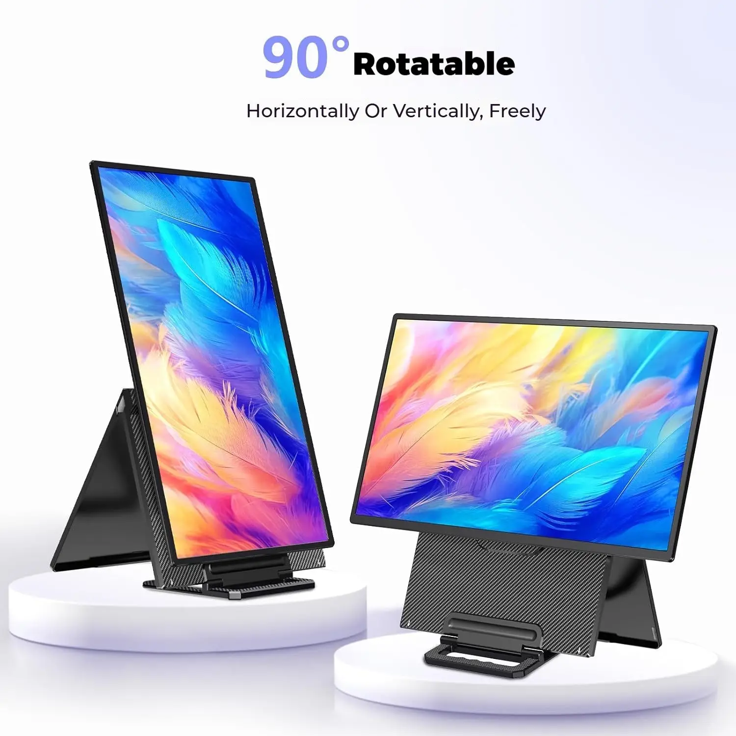 V2COM D1 QHD 23.8″ Portable Monitor, 2560×1440 IPS Display, 60Hz, USB-C & HDMI, HDR, Dual Speakers, Slim Aluminum Body, Eye Care