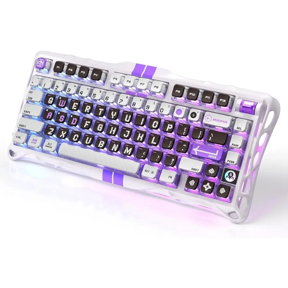 GravaStar Mercury V75 Mechanical Gaming Keyboard, 75% Layout, Hall Effect Magnetic Switches, RGB Backlight, Mecha Gray, Wired/BT/2.4GHz