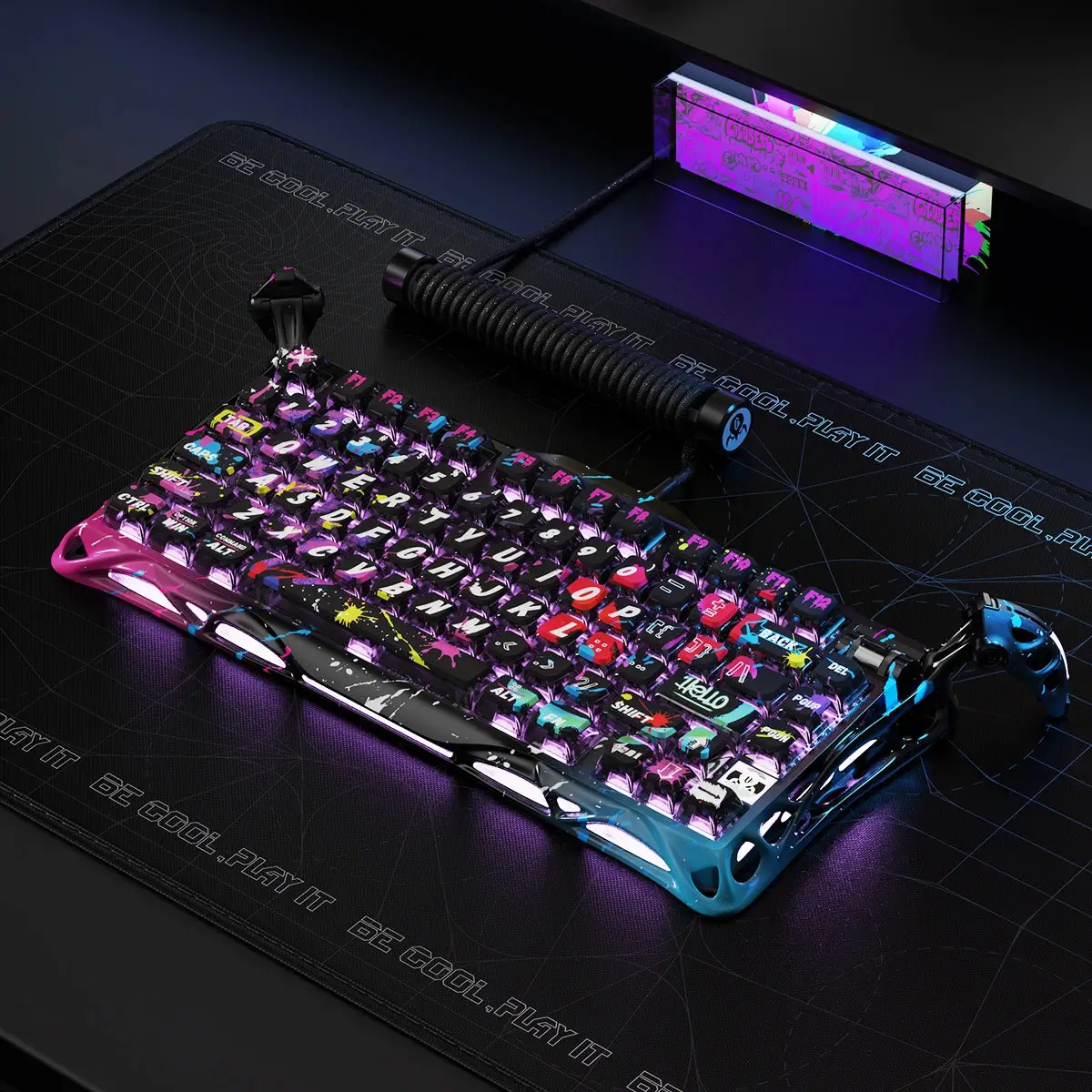 GravaStar Mercury V75 Pro Gaming Keyboard, Special Edition, 75% Layout, Jade Switches, 8kHz Polling, Aluminum Frame, Neon Graffiti
