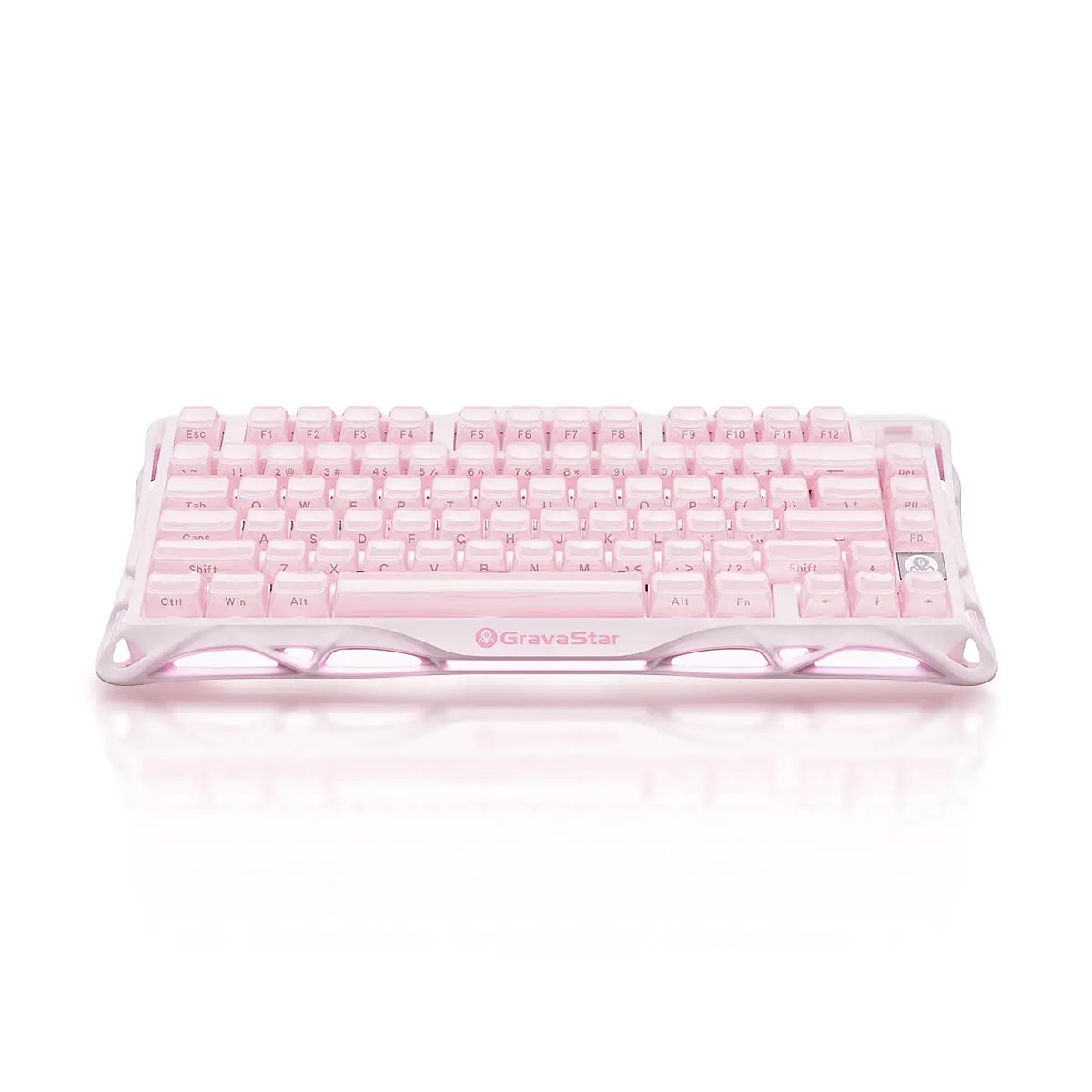 GravaStar Mercury K1 Pro Wireless Gaming Keyboard, 75% Layout, Sakura Pink, 79 Keys + Knob, RGB, Hot-Swappable Kailh Switches, 8000mAh Battery| GS K1_P_PNK