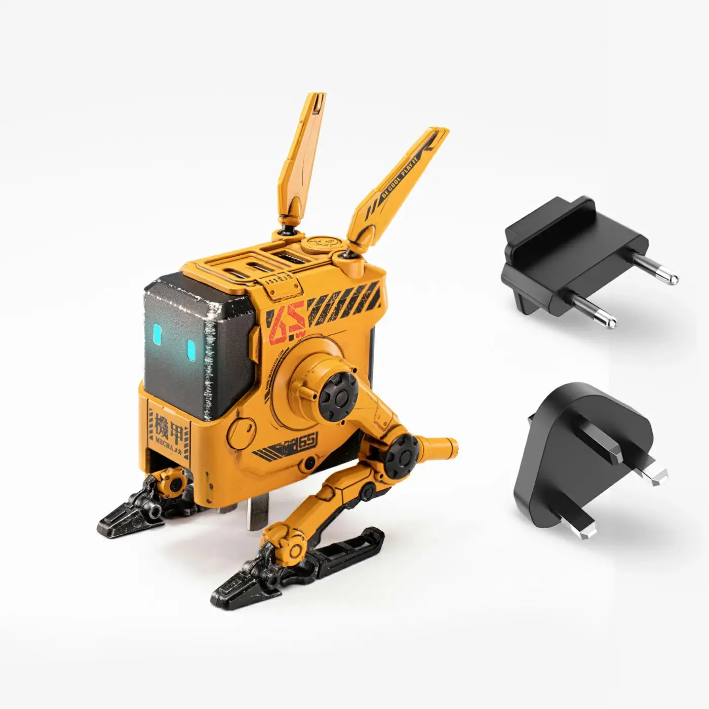 GravaStar Alpha65 65W GaN Fast Charger, Battle-Worn Yellow, EU & UK Plug, USB-C PD & QC 3.0, Compact Travel-Friendly Design, Multi-Device Support | A65_YLW_EUK