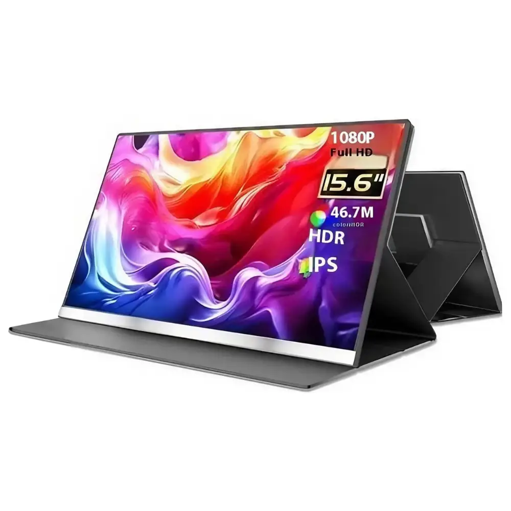 V2COM P4 Portable Monitor, 16" IPS Display, FHD Resolution, 60Hz Refresh Rate, 1ms Response Time, HDR Technology, 16.7m Color Display, Adjustable Eye-Care Screen, Black | P4