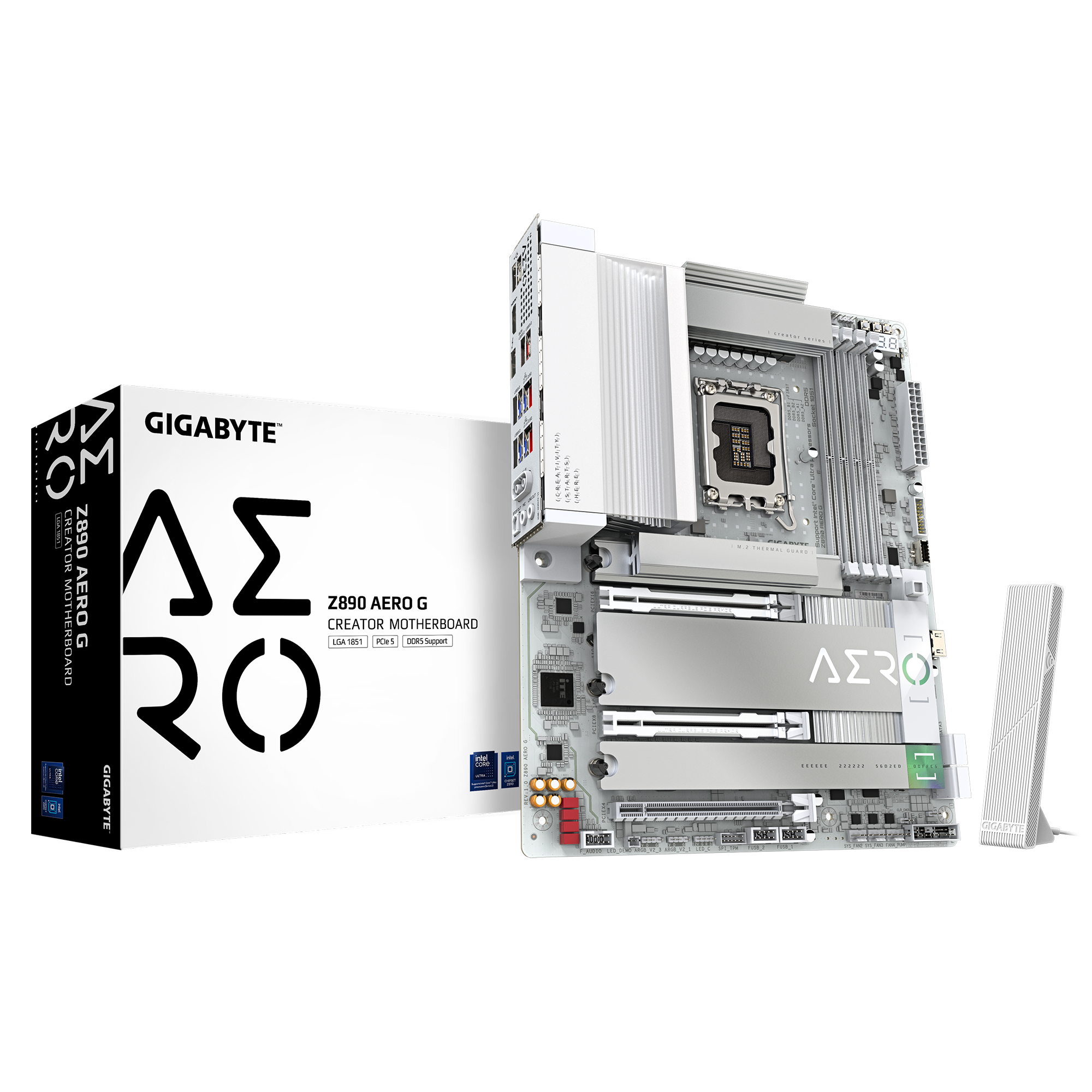 Gigabyte Z890 AERO G Intel LGA1851 ATX Motherboard, Z890 Chipset, DDR5 9200+ OC 256GB, Thunderbolt 4, HDMI, PCIe 5.0, Dual 2.5GbE LAN, ALC1220 Audio, ECC & XMP Support