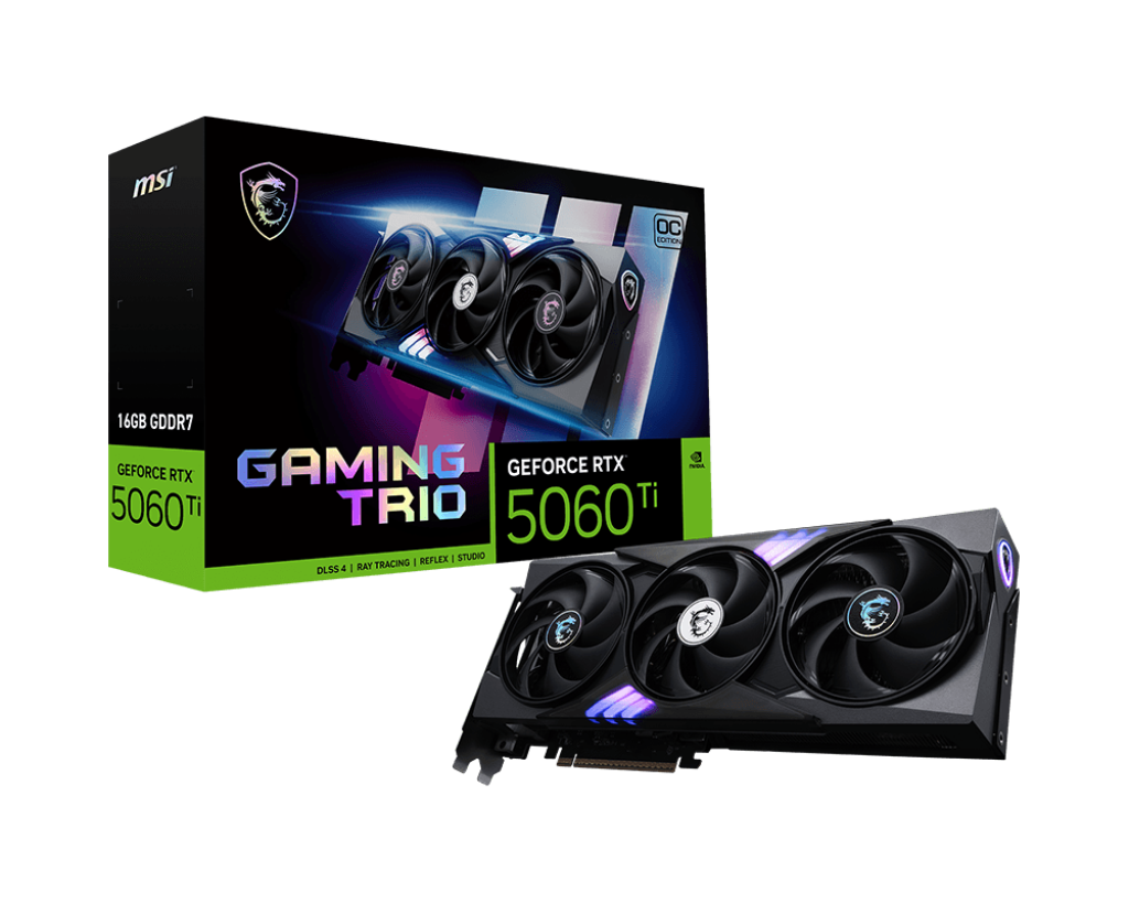 MSI GeForce RTX 5060 Ti 16G GAMING TRIO OC Graphic Card, 16GB GDDR7, 128-bit 28 Gbps, 4608 Units CUDA Cores, 2662 MHz Extreme Clocks, NVIDIA Blackwell Architecture DLSS 4 | 912-V535-030