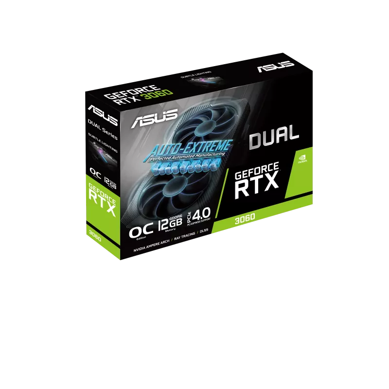 ASUS Dual GeForce RTX 3060 V2 OC Edition 12GB GDDR6 Graphic card, 1875MHz, 15Gbps, 192bit, PCIe 4.0 x16, 1x HDMI 2.1, 3x DisplayPort 1.4a, 2 year Warranty | 90YV0GB2-M0NA10