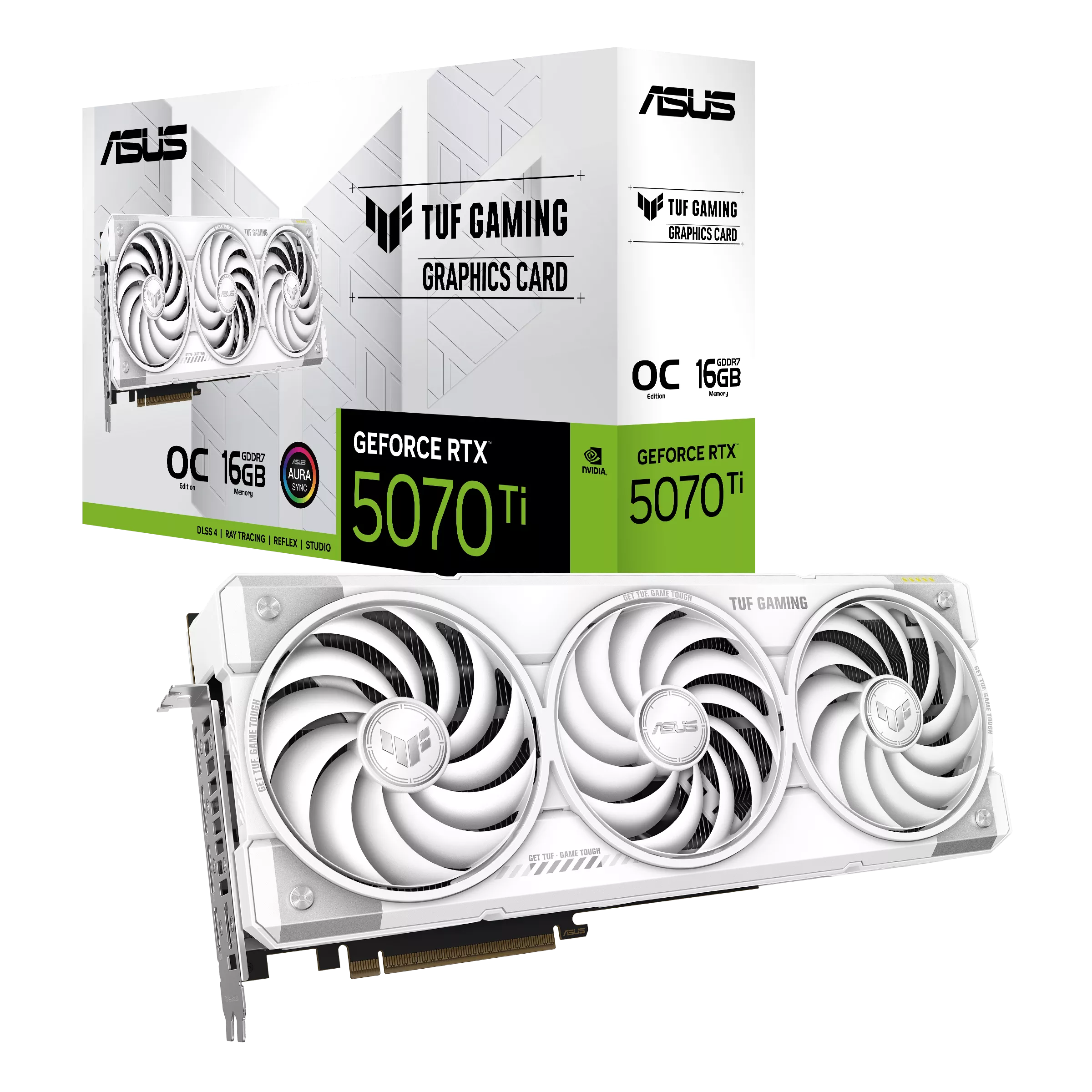 ASUS TUF Gaming NVIDIA GeForce RTX 5070 Ti 16GB GDDR7 White OC Edition Graphics Card, 256-bit 28 Gbps, 8960 CUDA Core, 1484 AI TOPS | 90YV0MD3-M0NA00
