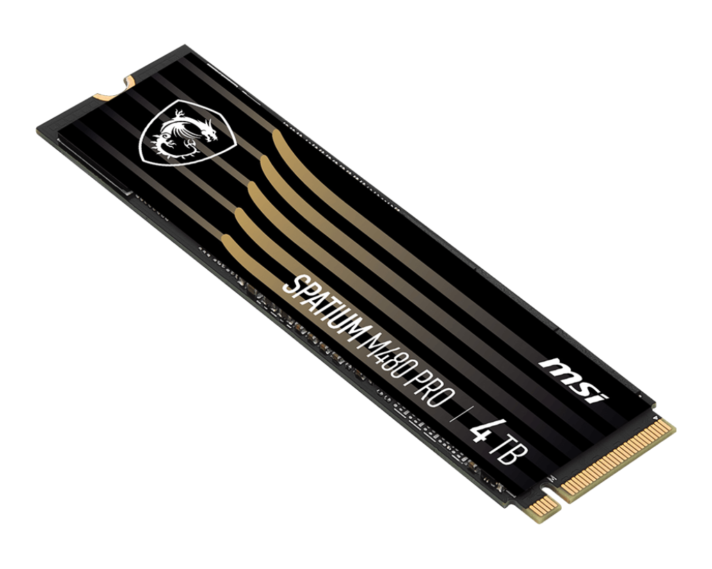 MSI SPATIUM M480 PRO PCIe 4.0 NVMe M.2 1TB ECC SSD, 3D NAND, 7400(MB/s), 2GB DDR4 DRAM Cache | S78-440L1G0-P83