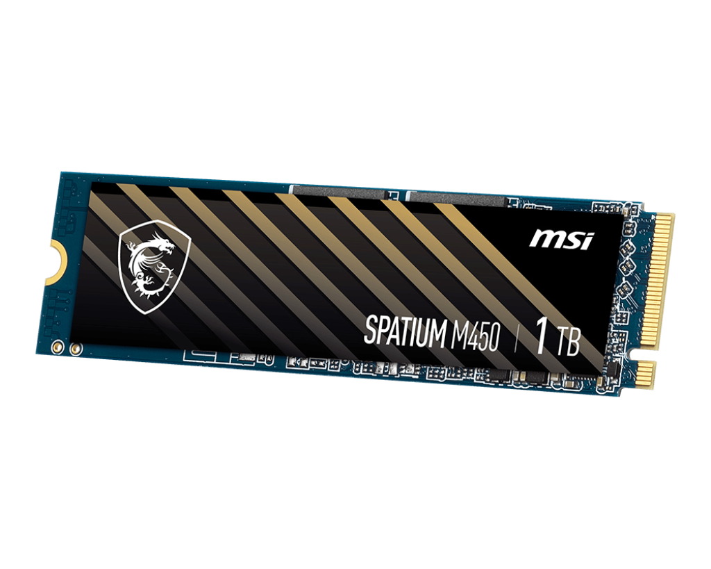 MSI SPATIUM M450 1TB PCIe 4 0 NVMe M 2 Internal Gaming SSD, Up to 3000Mbps Sequential Read Up to 3600Mbps Sequential Write Speeds, 3D NAND 1 5M Hours MTBF, 600TBW | S78-440L920-P83
