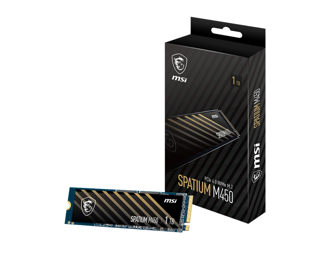 MSI SPATIUM M450 1TB PCIe 4 0 NVMe M 2 Internal Gaming SSD, Up to 3000Mbps Sequential Read Up to 3600Mbps Sequential Write Speeds, 3D NAND 1 5M Hours MTBF, 600TBW | S78-440L920-P83