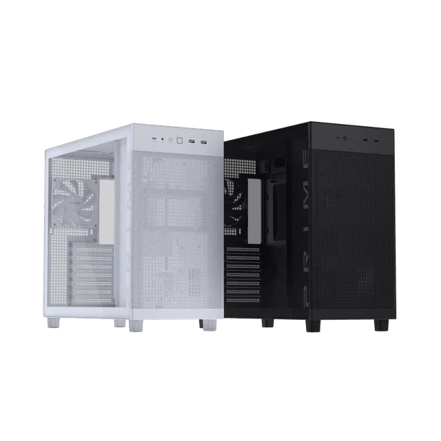 ASUS Prime AP303 - Tempered Glass Panel Compact 44-liter ATX white Gaming Case, Graphics cards up to 360mm, 360mm radiators, ATX PSUs, Front Panel USB Type-C Support | 90DC00V0-B39010