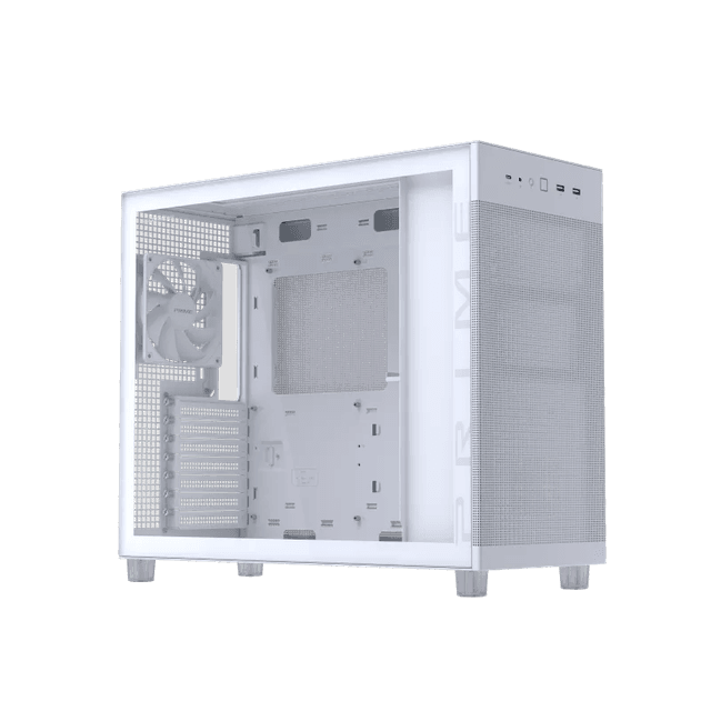 ASUS Prime AP303 - Tempered Glass Panel Compact 44-liter ATX white Gaming Case, Graphics cards up to 360mm, 360mm radiators, ATX PSUs, Front Panel USB Type-C Support | 90DC00V0-B39010