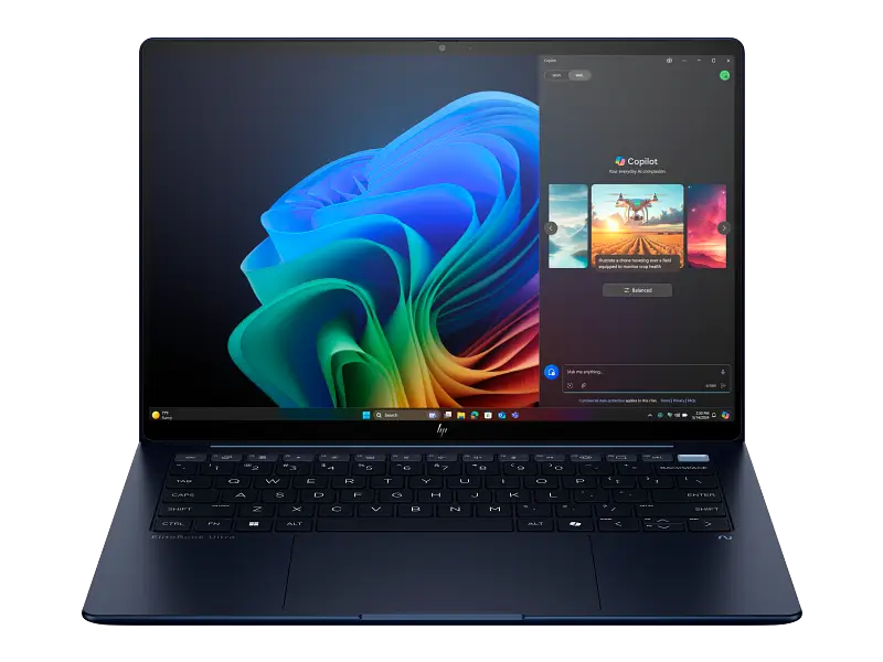 HP EliteBook Ultra G1i Laptop, 14" 2.8K OLED Touch Display, Intel Core Ultra 7 258V, 32GB RAM, 1TB SSD, Intel Graphics, Fingerprint Reader, English-Arabic Keyboard, Windows 11 Pro, Atmospheric Blue | B66W6AT#ABV