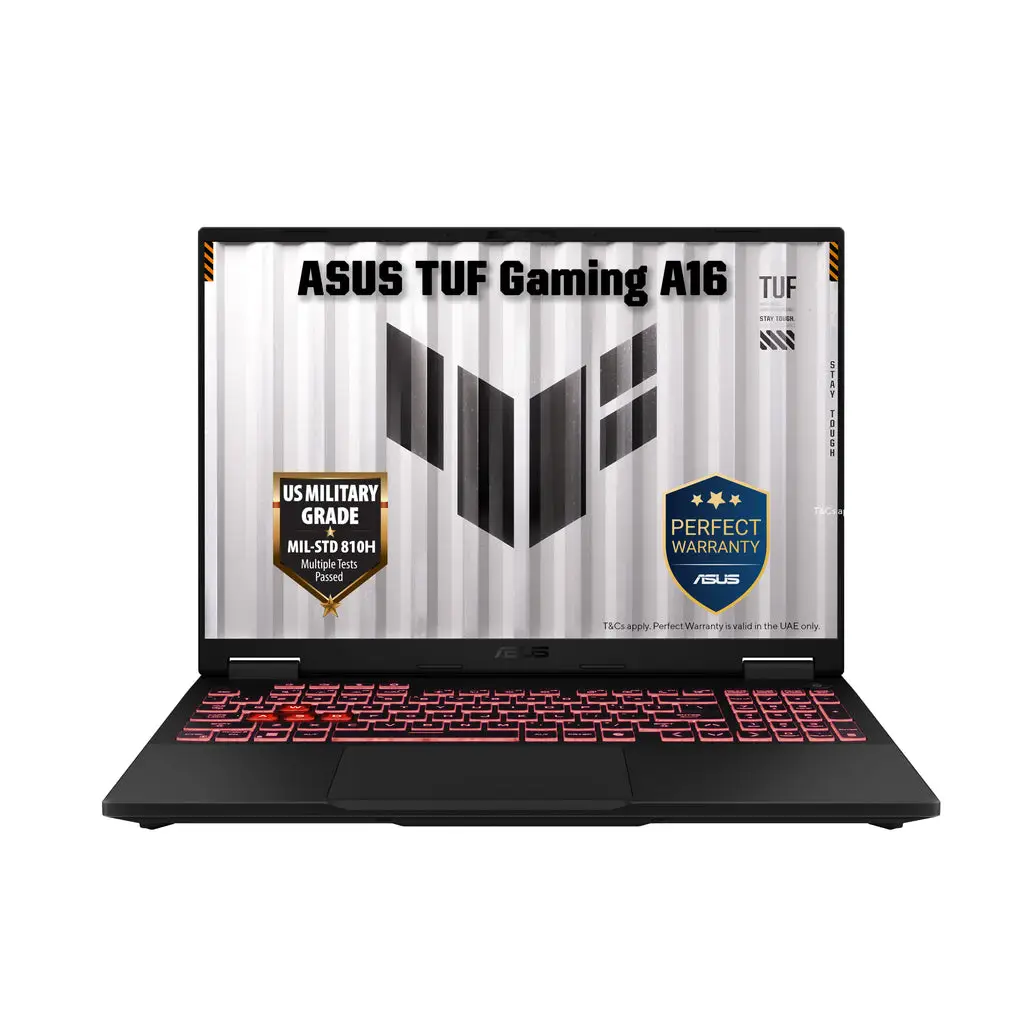 ASUS TUF Gaming A16 FA608PP Laptop, 16" WQXGA IPS 165Hz Display, AMD Ryzen 9 8940HX, 16GB RAM, 512GB SSD, GeForce RTX 5070 8GB GPU, English-Arabic K/B, Windows 11 Home, Gray | 90NR0MD1-M008Y0