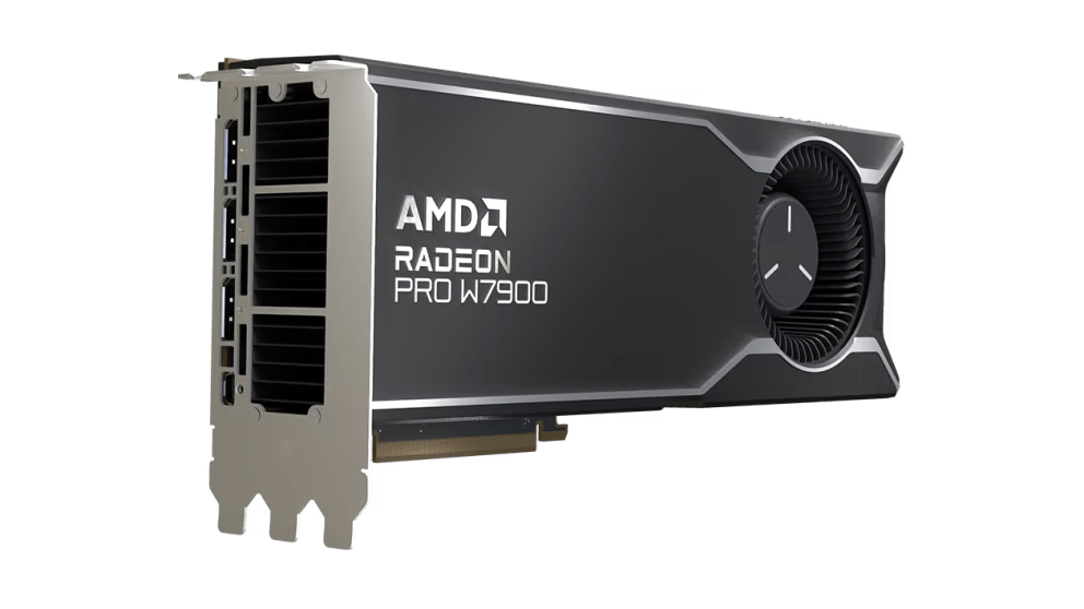 AMD Radeon Pro W7900, Professional Graphics Card, Workstation, AI, 3D Rendering, 48GB GDDR6, DisplaYPort™ 2.1, AV1, 61 TFLOPS, 96CUS, 295W TDP, 8K