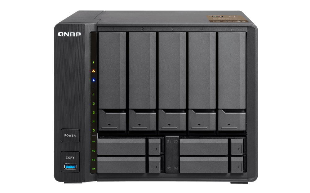 QNAP 9-Bay NAS Server - AMD G-Series GX-420MC Quad-Core, 2.0 GHz, 2 GB DDR3L RAM, 1xRJ45 Gigabit Ethernet | TS-963X-2G