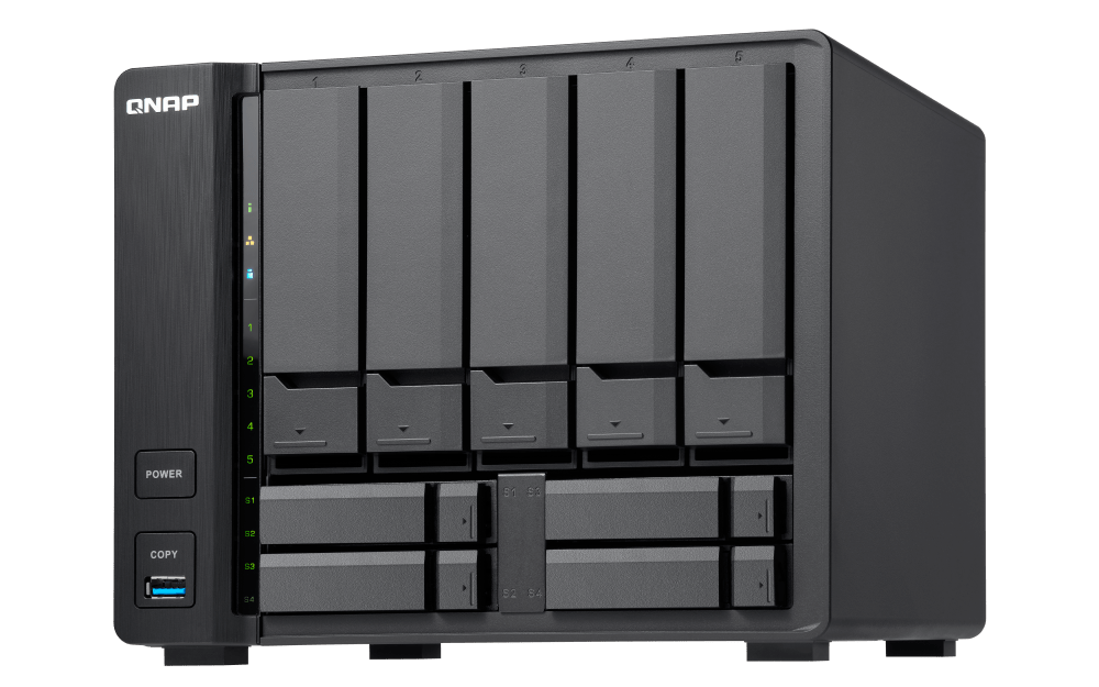 QNAP 9-Bay NAS Server - AMD G-Series GX-420MC Quad-Core, 2.0 GHz, 2 GB DDR3L RAM, 1xRJ45 Gigabit Ethernet | TS-963X-2G