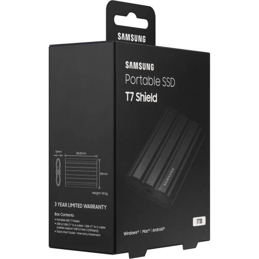 SAMSUNG T7 Shield Portable Solid State Drive USB 3.2 2TB, IP65 Water Resistant, External SSD Compatible with PC/Mac/Android/Gaming Consoles, MUPE2T0S/AM, 2022, Black, MU-PE2T0S/AM, T7 shield SSD