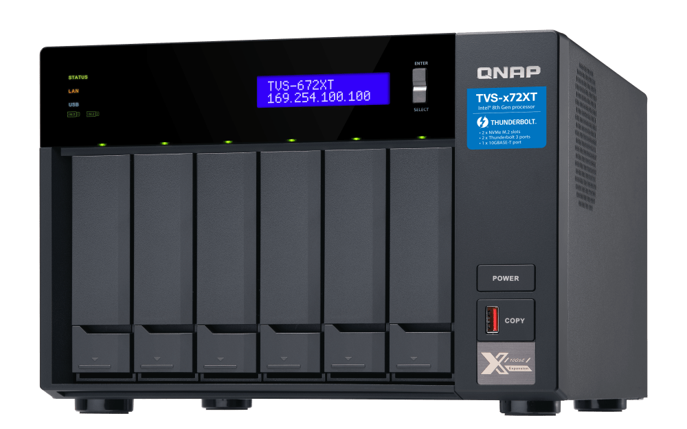 QNAP Ultra High Speed 6 Bay NAS System Network Storage, Intel Core i5-8400T 6 Core Processor, 8GB DDR4 RAM, 3.5"/2.5" HDD/SSD Slot x 6,Thunderbolt 3 | TVS-672XT-i5-8G