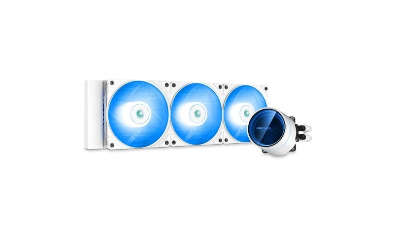 DeepCool CASTLE 360EX A‑RGB WH AIO Liquid CPU Cooler, 360 mm Radiator, 3×120 mm PWM Fans (500–1800 RPM), Addressable RGB, White