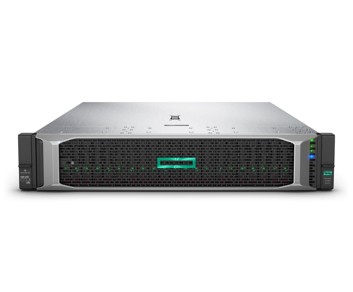 HPE ProLiant DL380 Gen10 entry SATA server with one Intel Xeon Bronze 3204 processor, 16GB dual rank memory, S100i storage controller, Eight SATA large form factor drive bays, one HPE Ethernet 1Gb 4-port 366FLR Adapter, one LFF Easy Install Rail Kit, and one 500W power supply (P20182-B21) | SS-HPH1100084