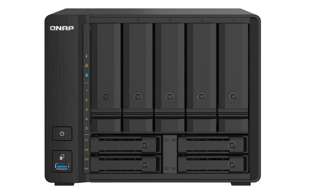 QNAP TS-932PX-4G - 5+4 Bay High-Speed NAS Server, With Two 10GbE & 2.5GbE Ports, 64-bit ARM, 4GB SODIMM DDR4 System Memory, SATA 6Gb/s, LAN, USB | ?TS-932PX-4G