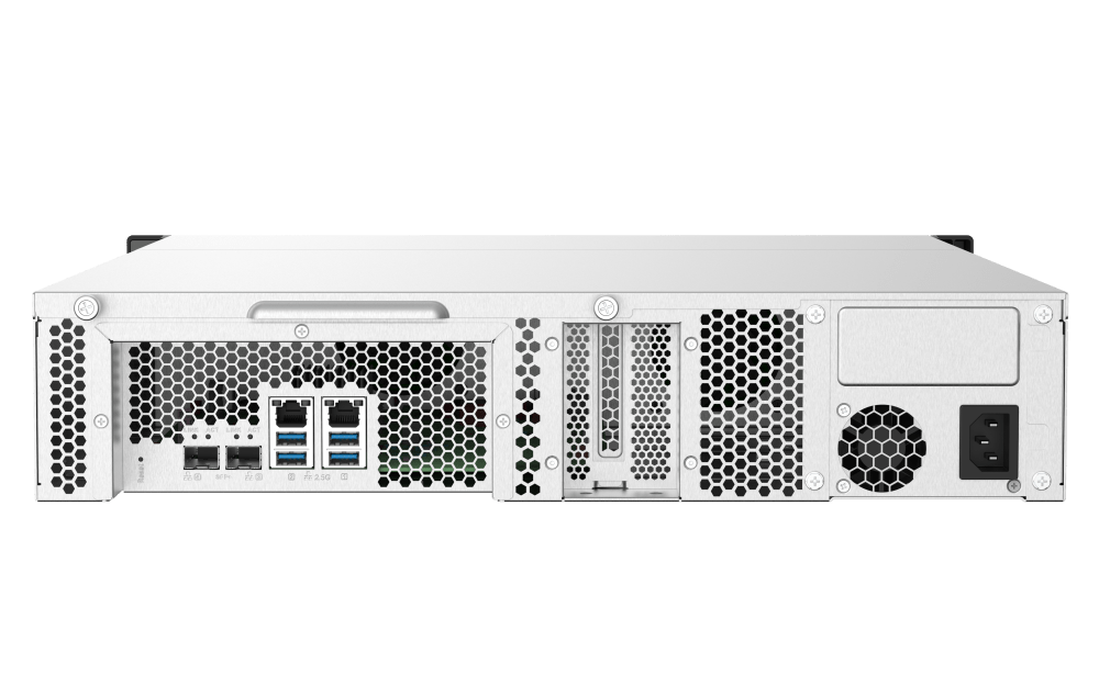 QNAP 8-Bay - AL324 Quad Core Rackmount NAS, With 250W Redundant, 1.7 GHz, 4GB DDR4 UDIMM RAM (Max 16GB), SATA 6Gb/s, 2x 10GbE SFP+, 1x PCIe Gen 2x2 Slot, Single Power Supply | TS-832PXU-4G