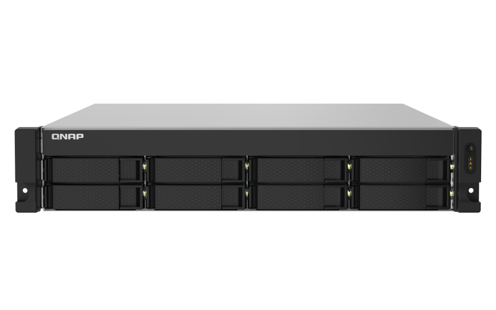 QNAP 8-Bay - AL324 Quad Core Rackmount NAS, With 250W Redundant, 1.7 GHz, 4GB DDR4 UDIMM RAM (Max 16GB), SATA 6Gb/s, 2x 10GbE SFP+, 1x PCIe Gen 2x2 Slot, Single Power Supply | TS-832PXU-4G