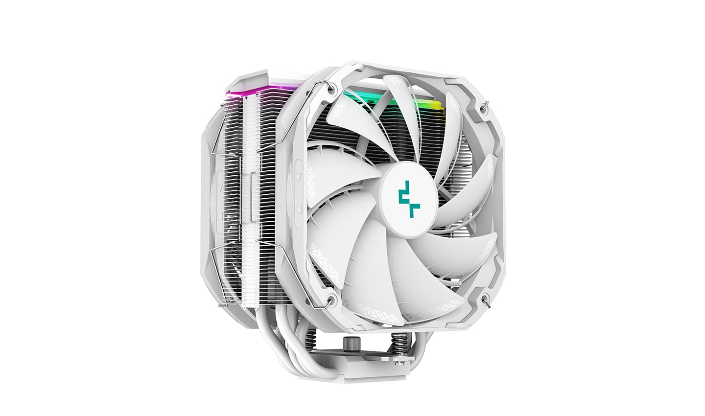 DeepCool AS500 PLUS WH single tower CPU cooler boasts a five heat pipe, all white with two 140mm PWM fans | R-AS500-WHNLMP-G