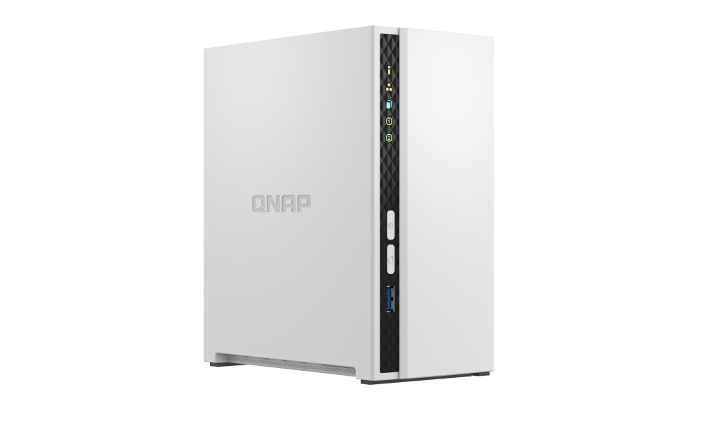 QNAP 2 Bay Desktop NAS - Gigabit Ethernet Port, 2GB RAM On Board, 2 x 3.5 Inch SATA 6Gb/s Drive Bay, ARM 4 Core Processor, Power / Reset / USB Copy Buttons, Tower Form Factor, White | TS-233