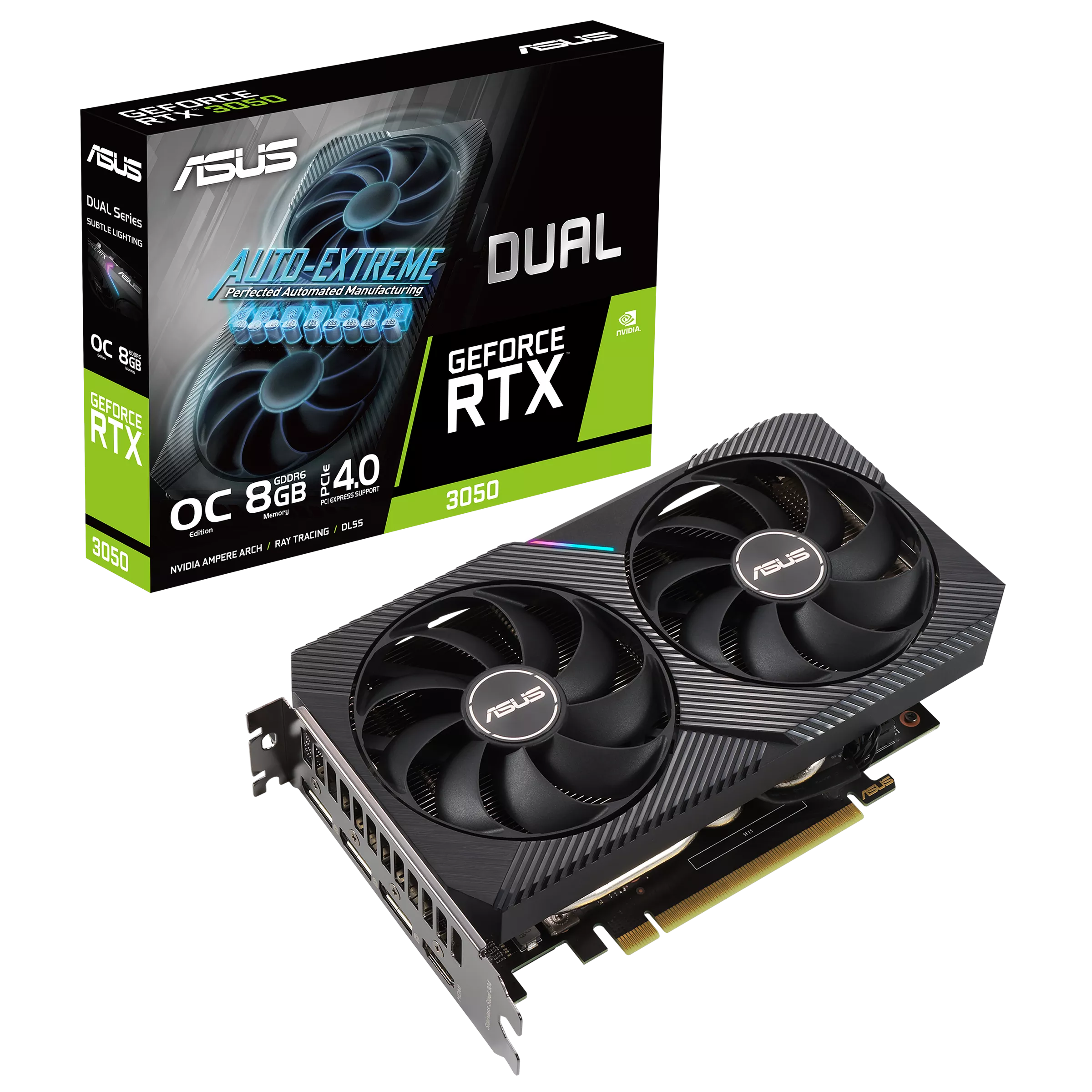 ASUS Dual GeForce RTX 3050 OC Edition 8GB GDDR6 Engine Clock1852 MHz | 90YV0HH0-M0NA00