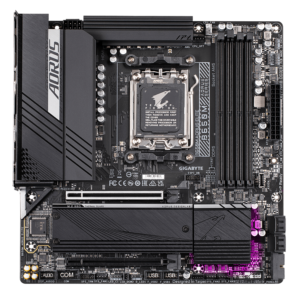 Gigabyte B650M AORUS ELITE Motherboard ,AMD Socket AM5 ,4 x DDR5 DIMM up to 192 GB