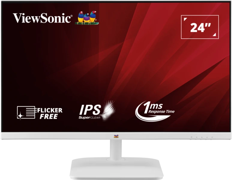 ViewSonic VA2432-H-W 23.8" FHD IPS Display, 100Hz Refresh Rate, 1ms MPRT Response Time, 16:9 Aspect Ratio, 16.7M Color Display, VGA / HDMI 1.4 / 3.5mm Audio Interfaces, White | VA2432-H-W