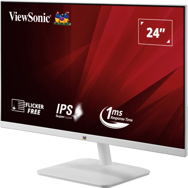 ViewSonic VA2432-H-W 23.8" FHD IPS Display, 100Hz Refresh Rate, 1ms MPRT Response Time, 16:9 Aspect Ratio, 16.7M Color Display, VGA / HDMI 1.4 / 3.5mm Audio Interfaces, White | VA2432-H-W