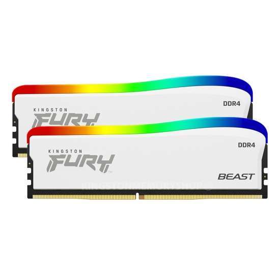 Kingston FURY Beast 32GB (16GB x2) DDR4 3200MT/s Memory, DIMM, RGB White| KF432C16BWAK2/32