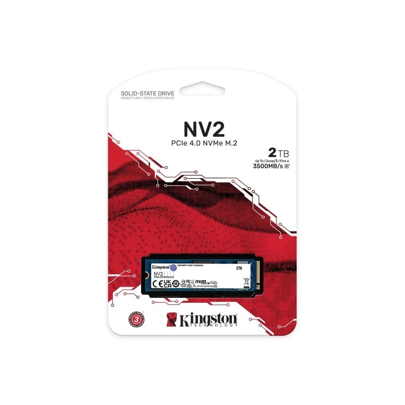Kingston NV2 2TB M.2 2280 NVMe PCIe 4.0 SSD, Up to 3500MB/s Read, 2800MB/s Write, Gen 4x4, Internal Solid State Drive | SNV2S/2TB