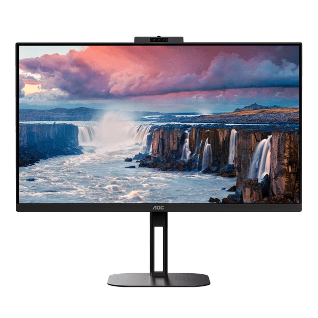 AOC Q27V5CW, 27” IPS panel with QHD resolution(2560 x 1440), video calling, 75Hz Refresh Rate, 1ms, USB-C,  AMD FreeSync, Display Port and HDMI, Flicker Free, Built-in speakers, Frameless design, Height adjustable Stand |  Q27V5CW/BK