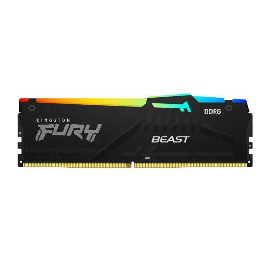 Kingston FURY Beast 16GB (8GB x2) DDR5 5200MT/s Memory, DIMM, Black RGB| KF552C40BBAK2-16