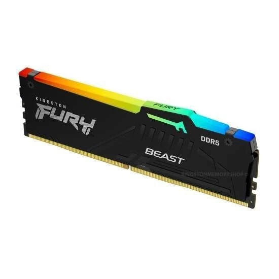 Kingston FURY Beast 64GB (32GB x2) DDR5 5200MT/s Memory, DIMM,Black RGB | KF552C40BBAK2-64