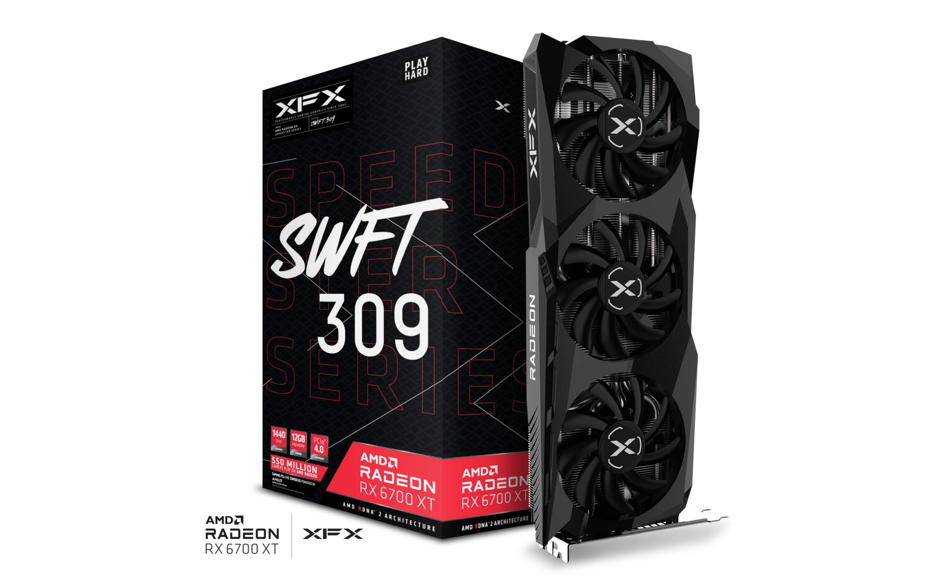 XFX SPEEDSTER SWFT 309 AMD Radeon RX 6700 XT CORE Gaming Graphics Card with 12GB GDDR6 HDMI 3xDP, AMD RDNA™ 2 | RX-67XTYJFDV