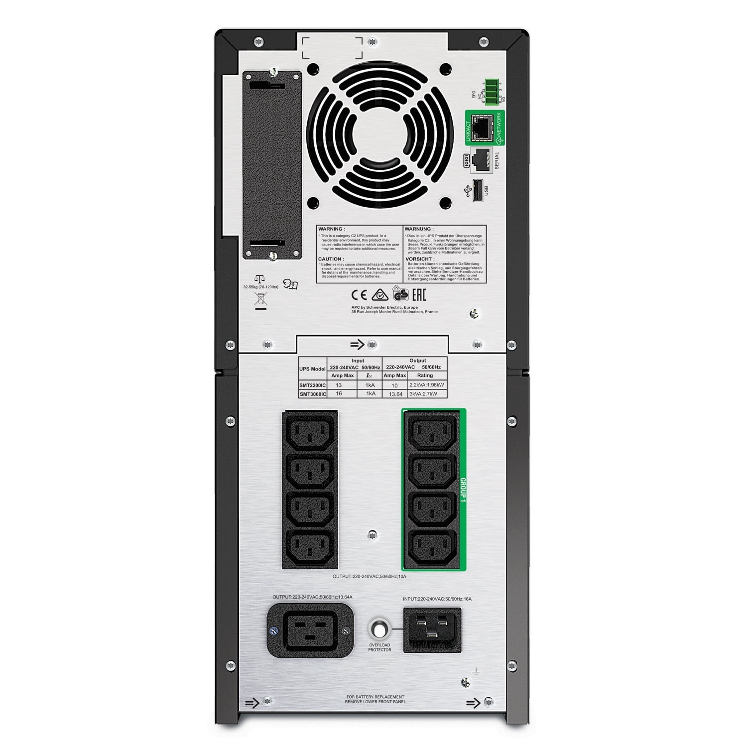 APC Smart UPS 3kVA 3000VA ,Line Interactive, 3kVA, 2700W ,Tower, 230V, 8x IEC C13+2x IEC C19 outlets, SmartConnect Port+SmartSlot, AVR, LCD | SMT3000IC