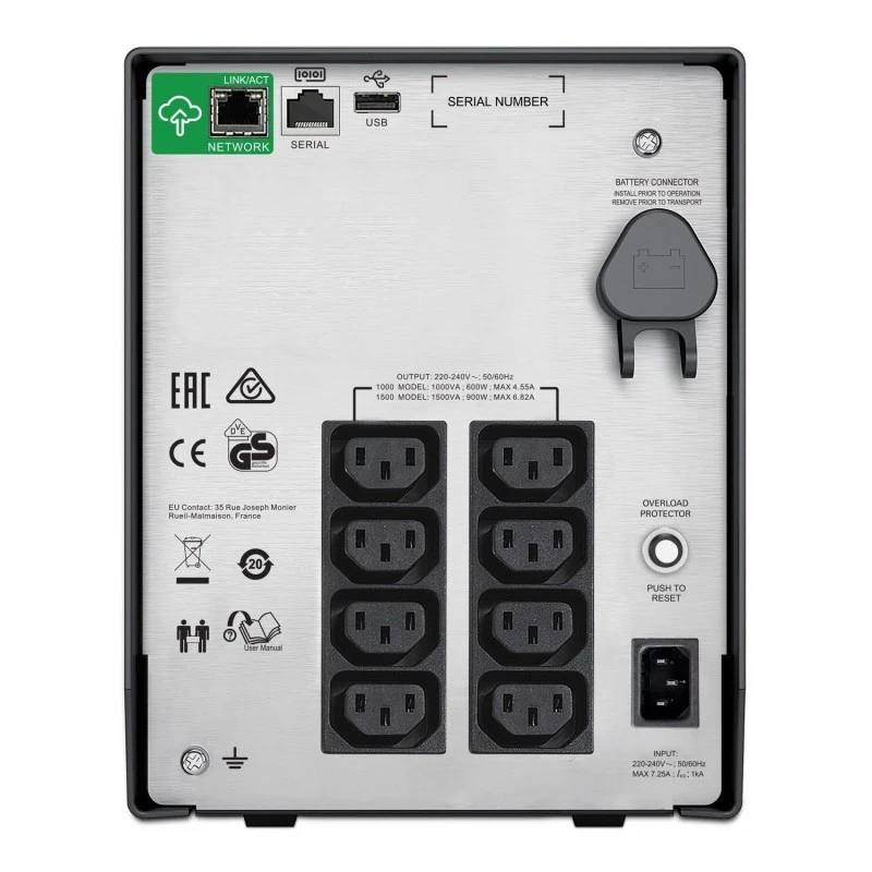 APC Smart‑UPS SMC1000IC 1000 VA / 600 W Line‑Interactive Tower UPS, Pure Sine Wave, SmartConnect, LCD, Black