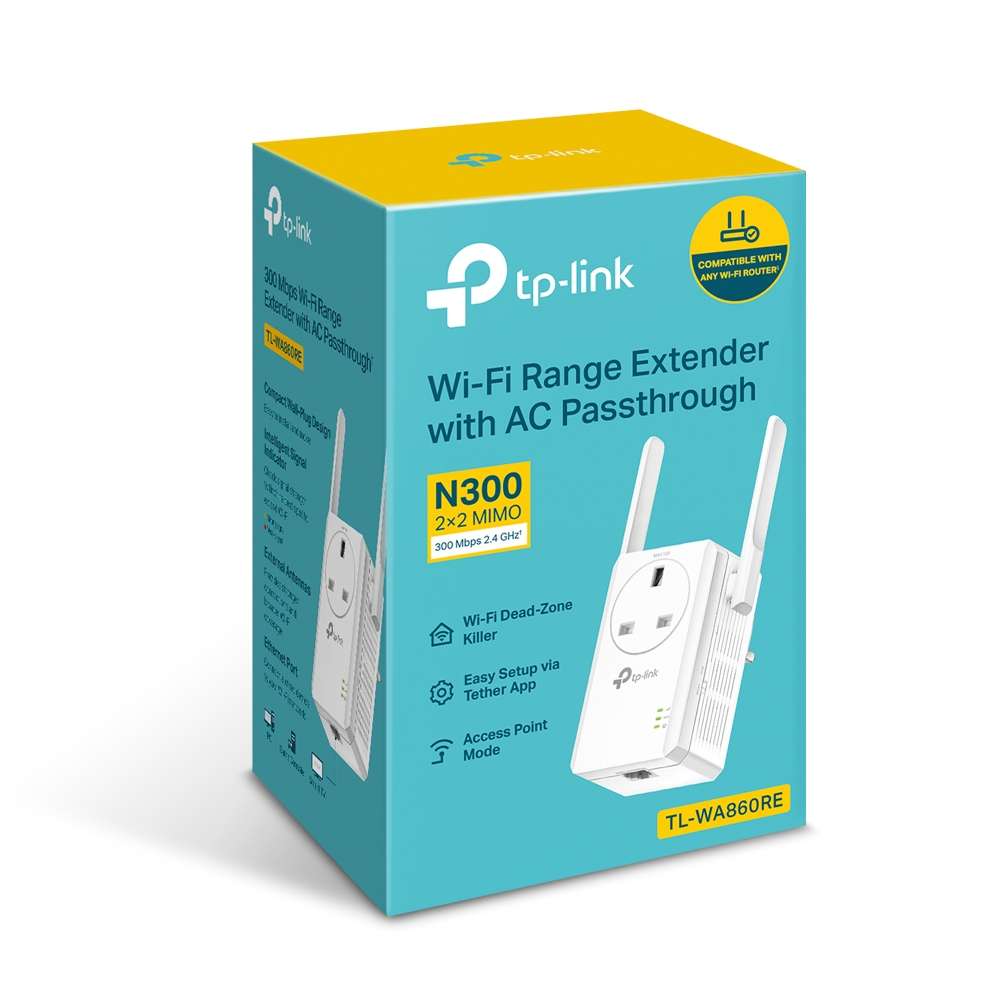 Tp-Link TL-WA860RE 300Mbps Wi-Fi Range Extender with AC Passthrough