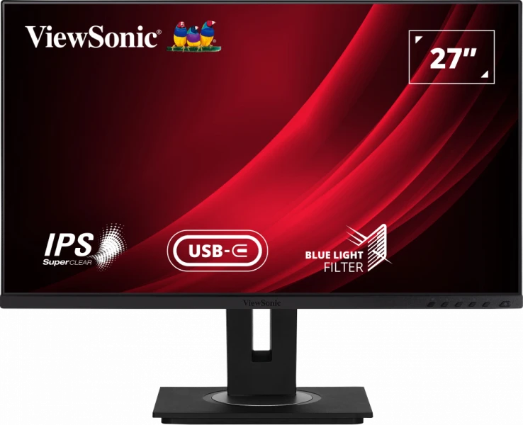 ViewSonic VG2755 27" IPS FHD Ergonomic Monitor with USB Type-C, Framless Bezel, 5ms GTG Response Time, 2x2W Speakers, 8bit Colors, 4x USB, VGA, HDMI, DisplayPort, Eye Care, Black | VG2755