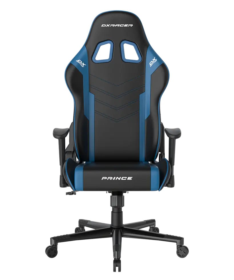 DXRacer P132 Prince Series Gaming Chair - Black/Blue,Winged Seat Cushion ,''Two Eyes'' Design ,2D Armrest ,Faux leather,Ergonomic Support | GC-P132-NB-F2-158