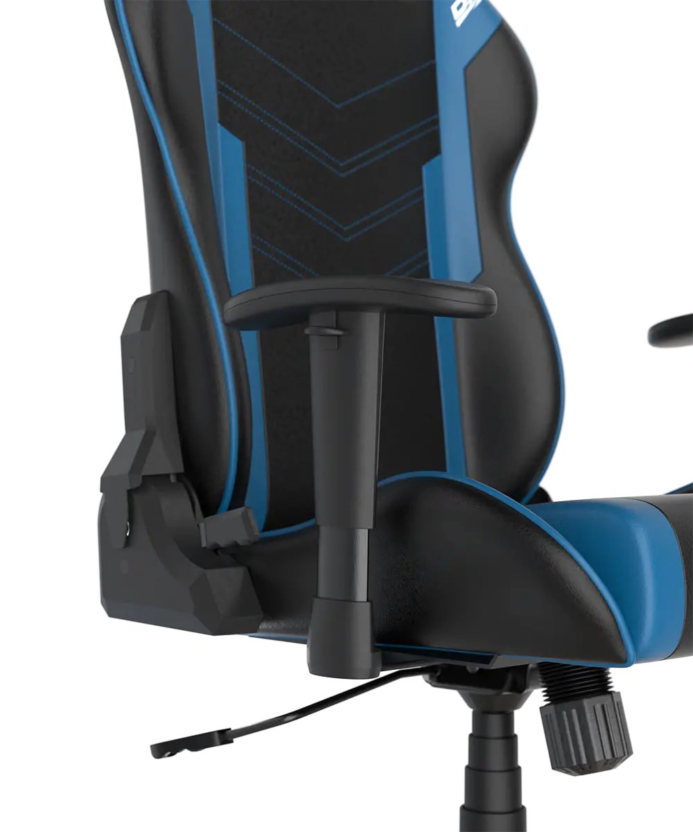 DXRacer P132 Prince Series Gaming Chair - Black/Blue,Winged Seat Cushion ,''Two Eyes'' Design ,2D Armrest ,Faux leather,Ergonomic Support | GC-P132-NB-F2-158