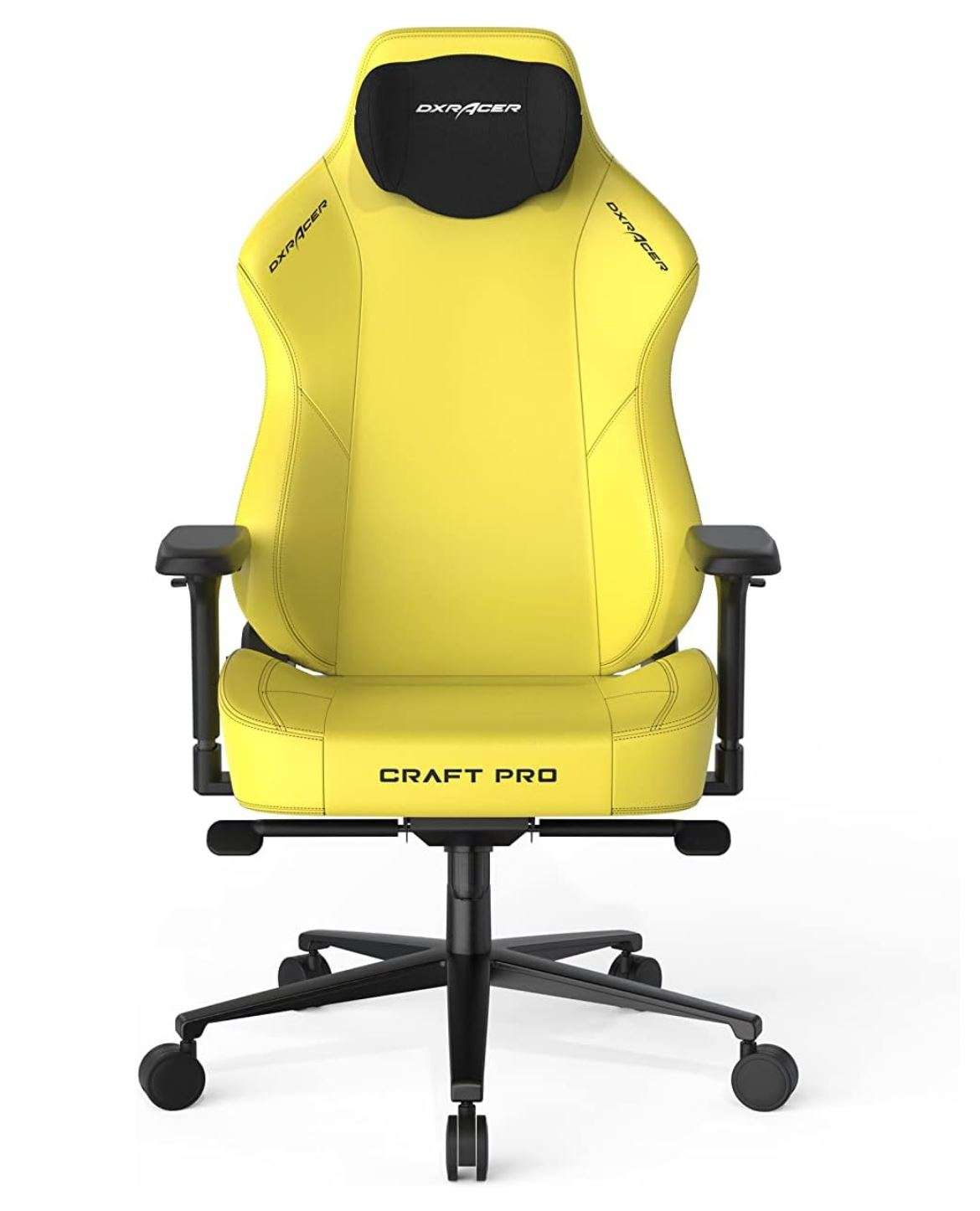 DXRacer Craft Pro Classic  Yellow, 2D Integrated  Lumbar Support, 4D Armrests, Adjustable Recline with Cooling Gel Foam Pillow, Standard | CRA-PR001-Y-H1