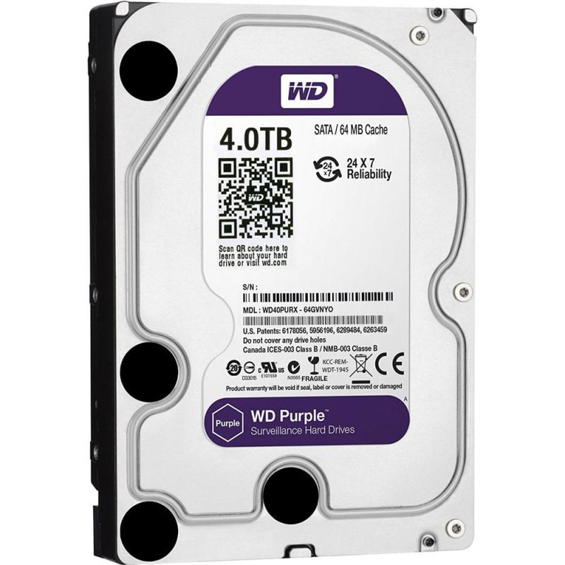 WD Purple Surveillance Hard Drive 4TB/HDD/3.5"/SATA/5400 RPM/3R | WD42PURZ