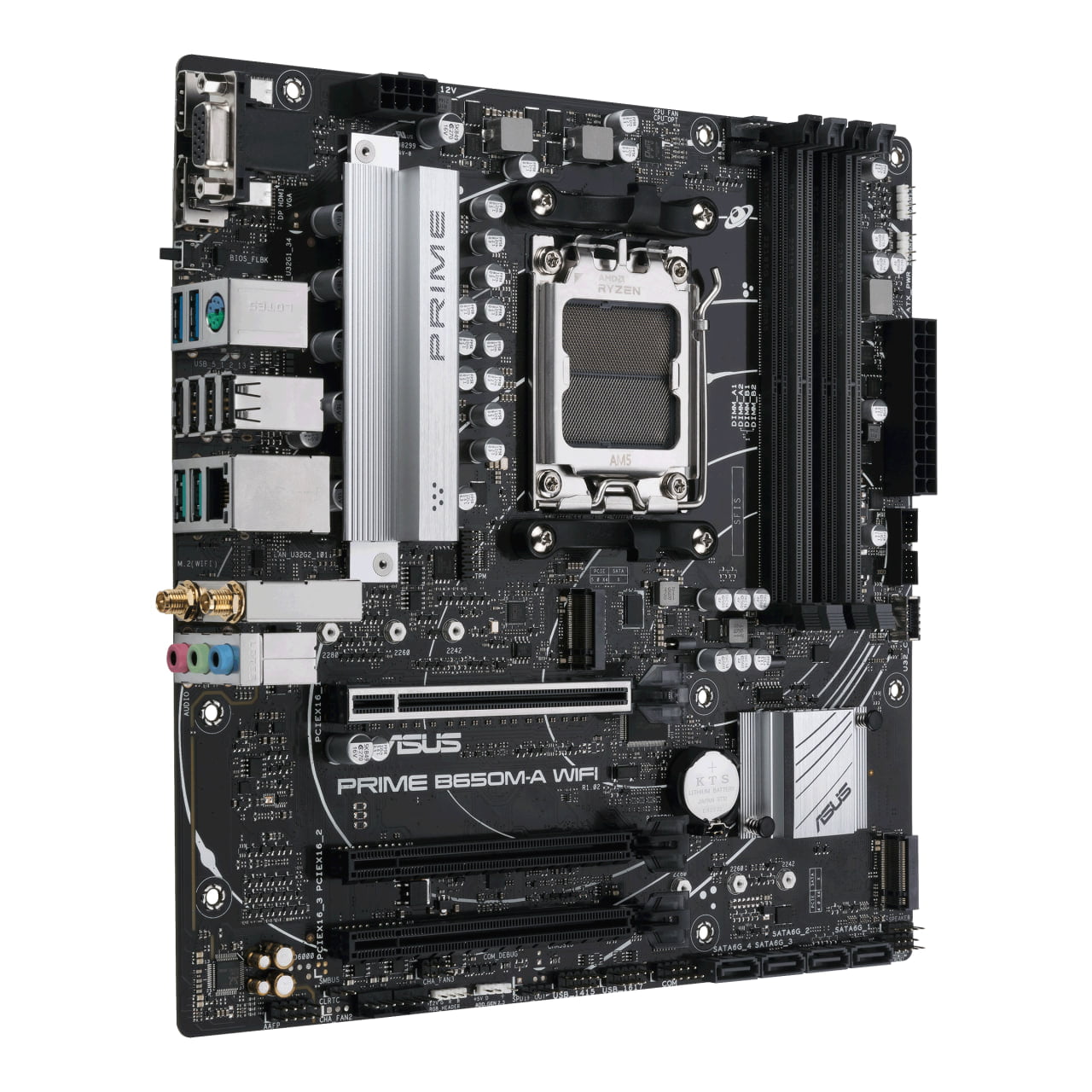 Asus  PRIME B650M-A WIFI AMD B650 Micro-ATX motherboard, DDR5, PCIe 5.0 M.2 support, Realtek 2.5Gb Ethernet, Wi-Fi 6, DisplayPort, VGA, HDMI®AMD AM5 Socket | 90MB1C00-M0EAY0