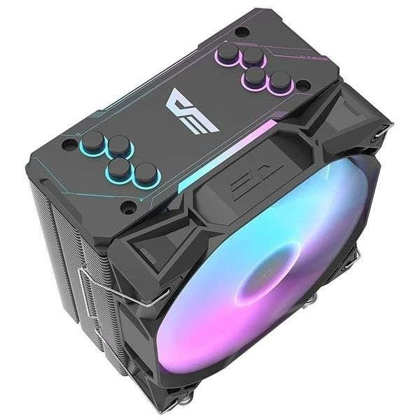 DarkFlash S11 Pro CPU Air Cooler, 120 mm PWM Fan (800–1800 RPM), 4 Copper Heatpipes, High Airflow 73.6 CFM, ARGB Lighting, Intel/AMD Compatible, Black